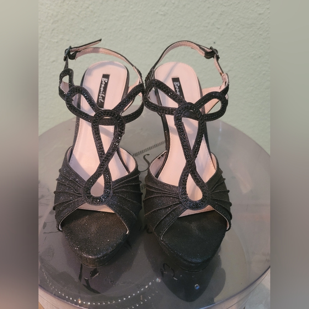 Women's Black Glitter  Heels